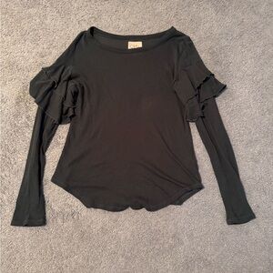 Dark Grey Ruffle Long Sleeve
